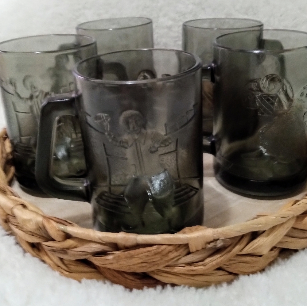 Vintage 1970''s McDonalds Smoked Coffee Mugs (5)